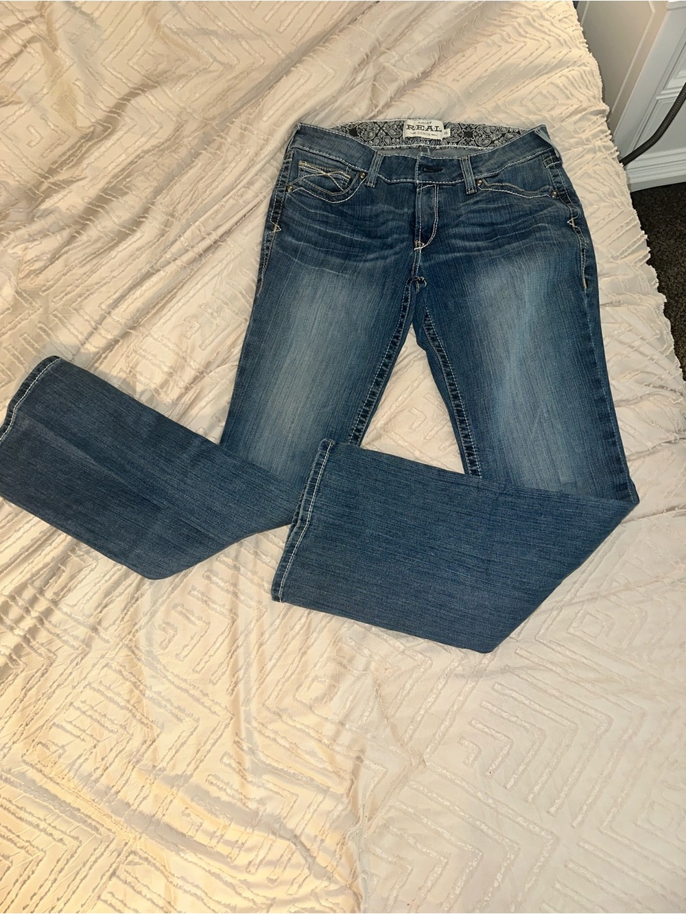 Ariat R.E.A.L. Dark Blue Women's Mid Rise Bootcut Jeans 32L